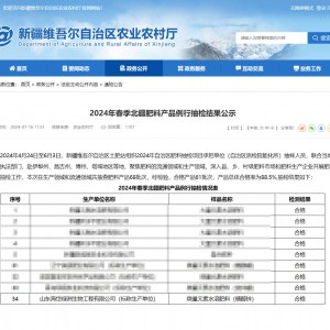海岱生物在2024年春季北疆肥料產(chǎn)品例行抽檢結(jié)果合格